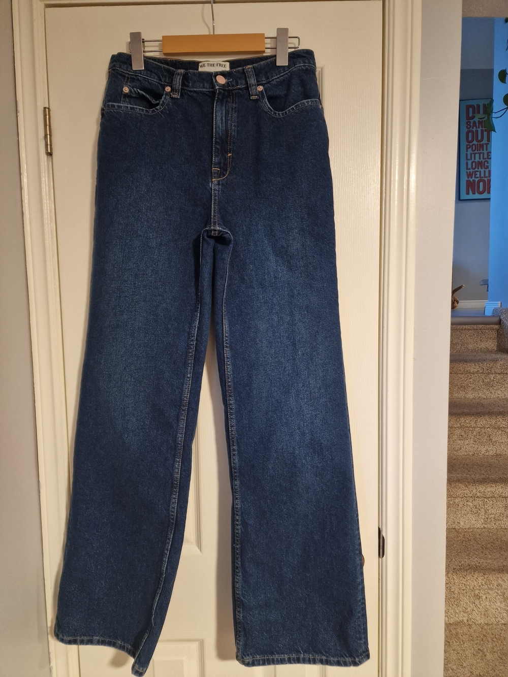 We The Free Tinsley Baggy High Rise Straight Leg Jeans, Size 28